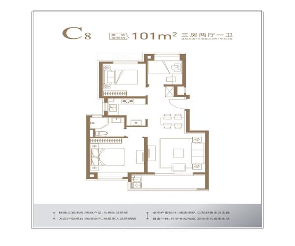 C8户型 3室2厅2卫