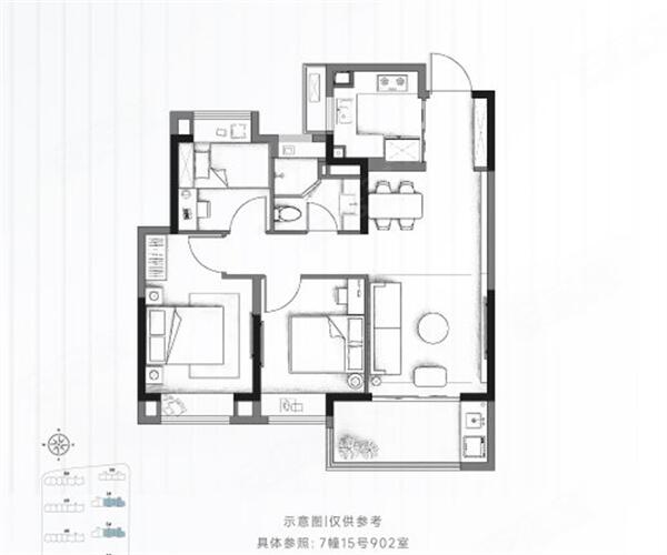 A户型 3室2厅1卫