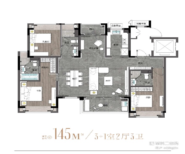 洋房145户 4室2厅3卫