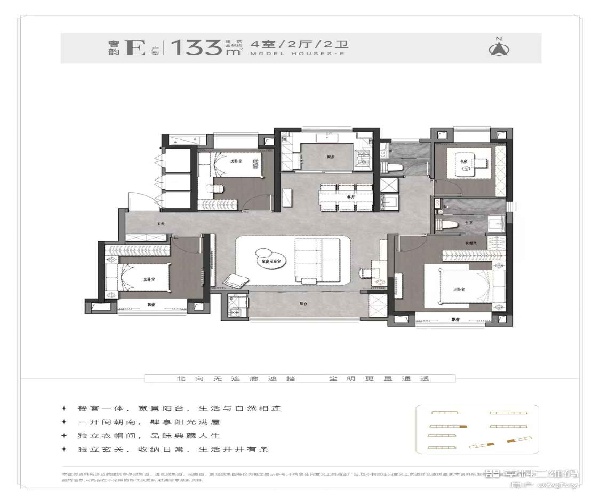 E户型 4室2厅2卫